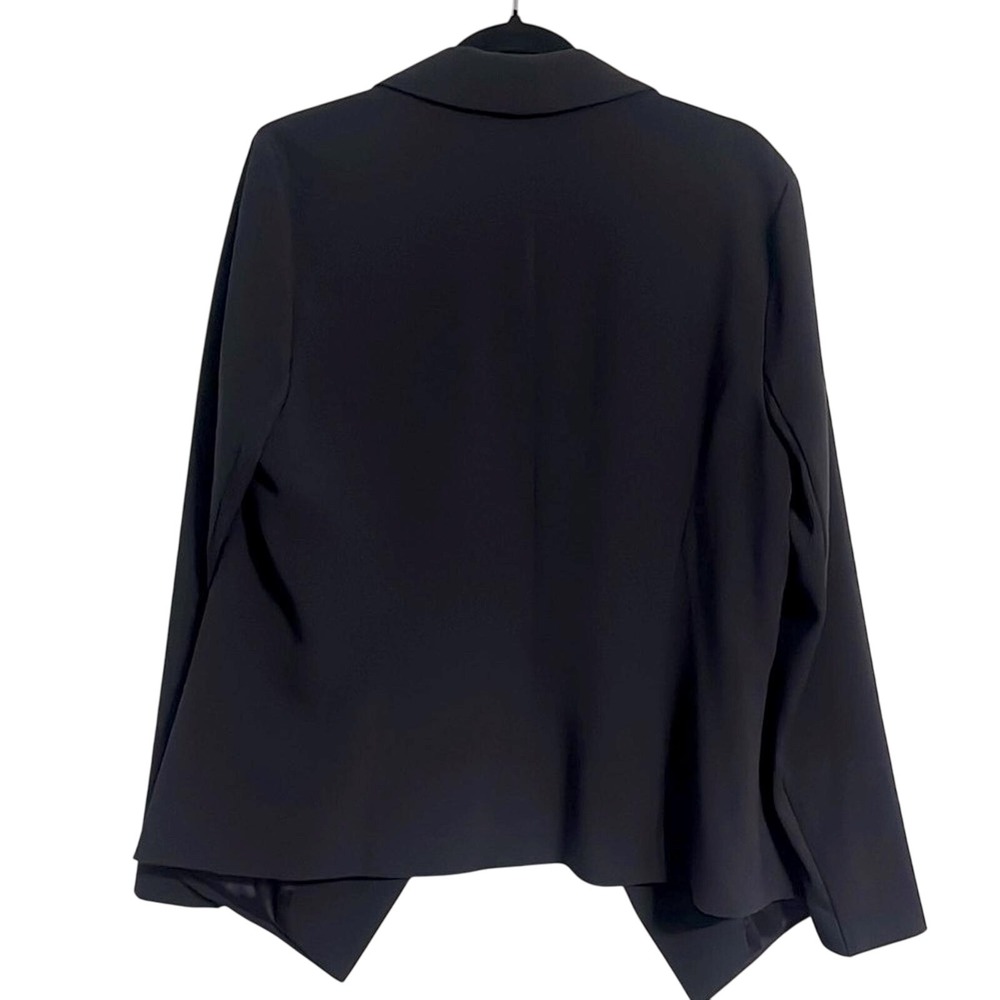 H by Halston Open Front Black Blazer Minimalist Shawl Career Capsule Wardrobe - Picture 2 of 7